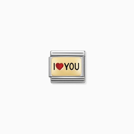 Nomination Gold I Heart You Plate with Red Heart Composable Charm
